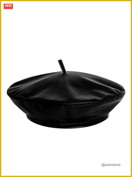 Accessories - Women's PU Leather French Beret One Size Winter Hat